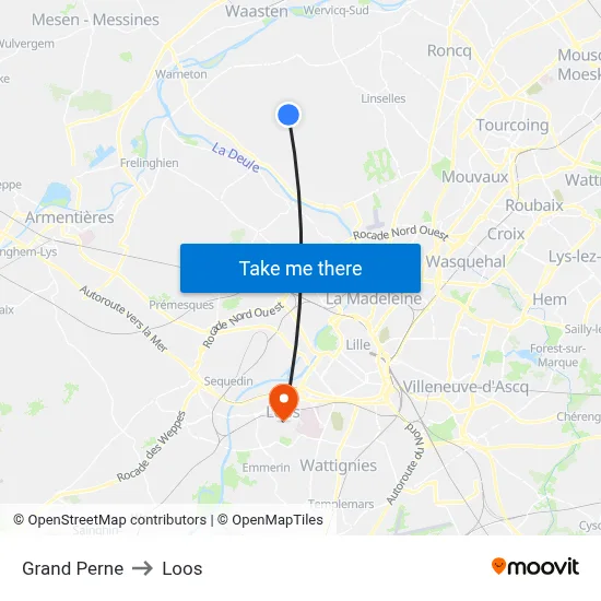 Grand Perne to Loos map