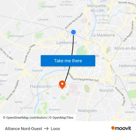 Alliance Nord-Ouest to Loos map