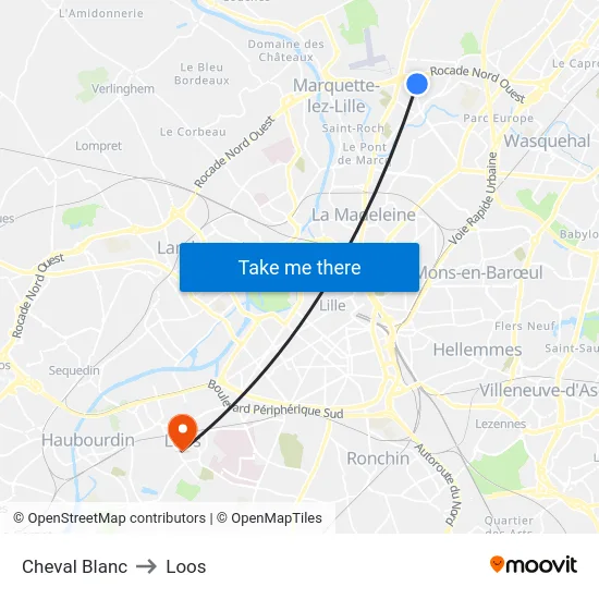 Cheval Blanc to Loos map