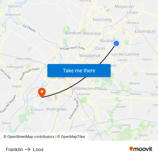 Franklin to Loos map