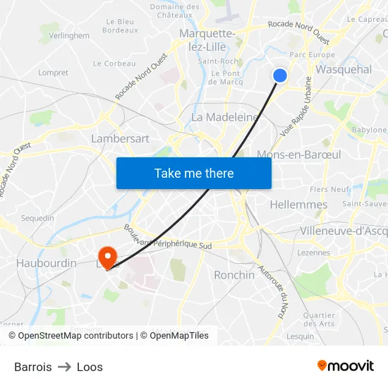 Barrois to Loos map