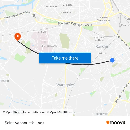 Saint Venant to Loos map