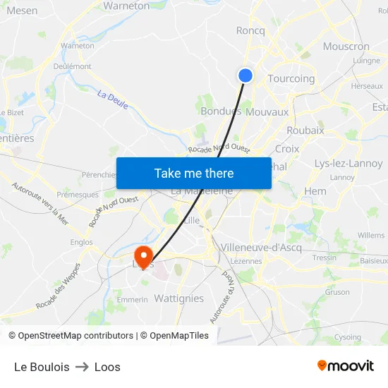 Le Boulois to Loos map