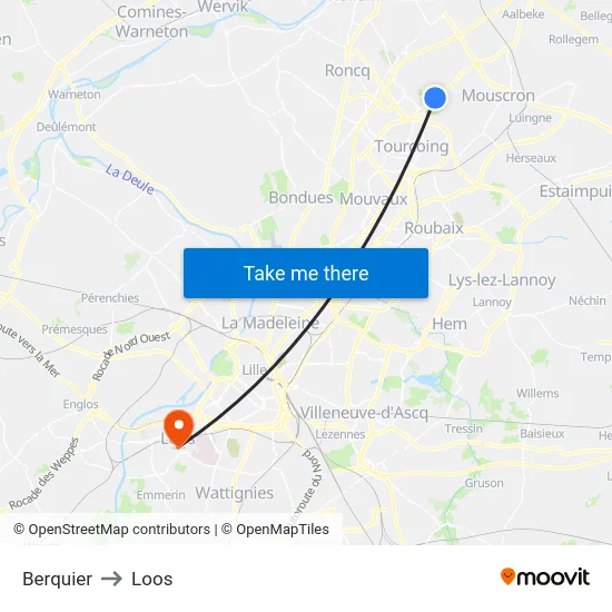 Berquier to Loos map