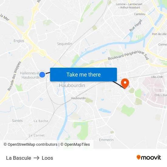 La Bascule to Loos map