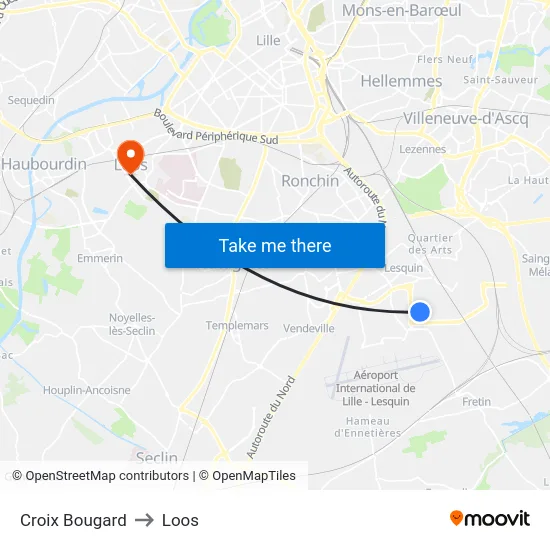 Croix Bougard to Loos map