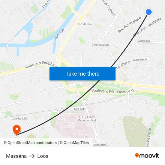 Masséna to Loos map