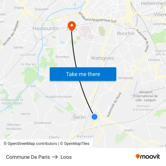 Commune De Paris to Loos map