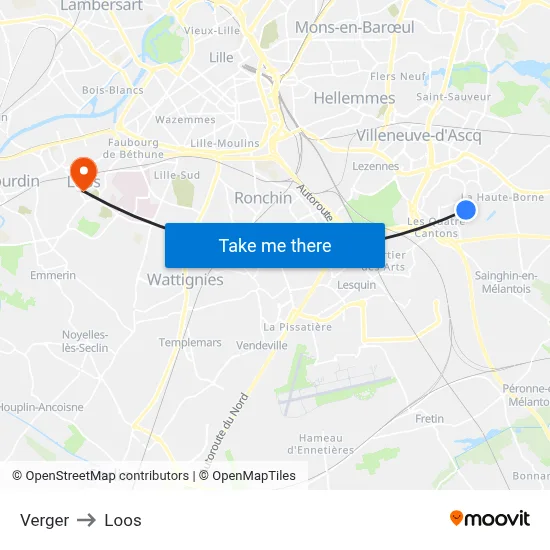 Verger to Loos map