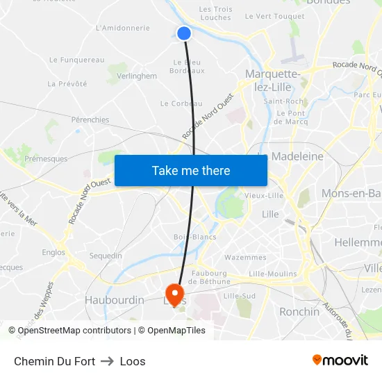 Chemin Du Fort to Loos map
