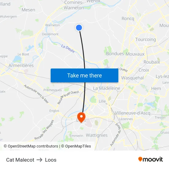 Cat Malecot to Loos map
