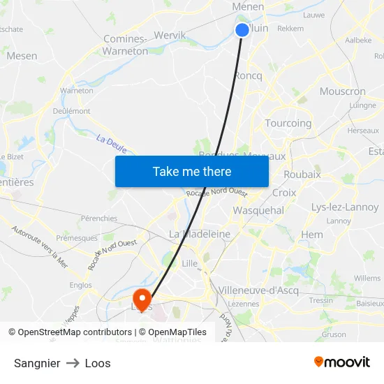 Sangnier to Loos map