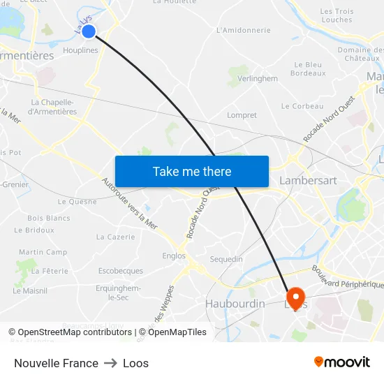 Nouvelle France to Loos map