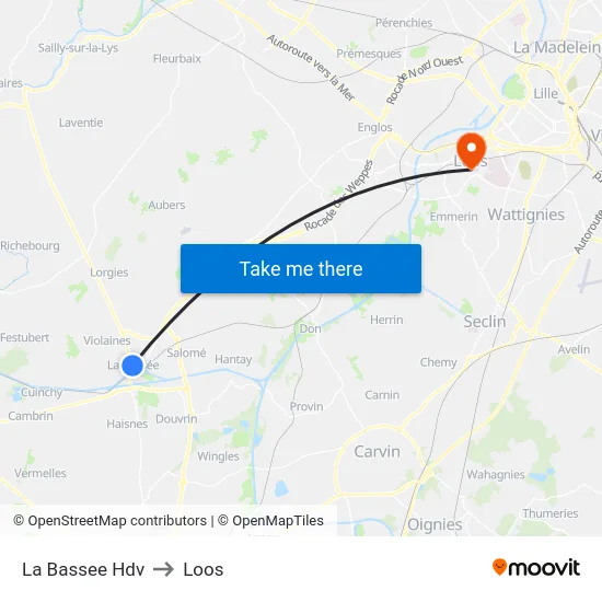 La Bassee Hdv to Loos map