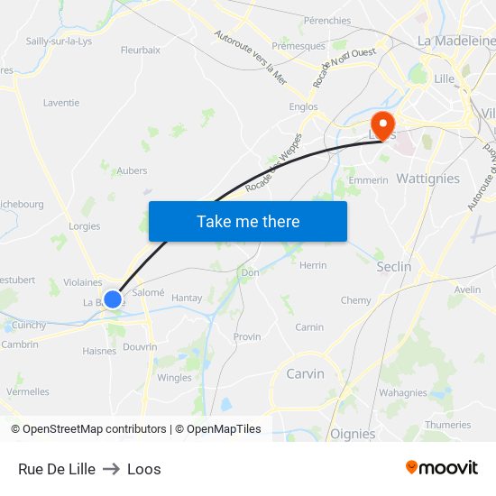 Rue De Lille to Loos map