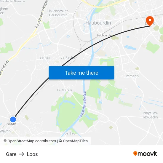 Gare to Loos map