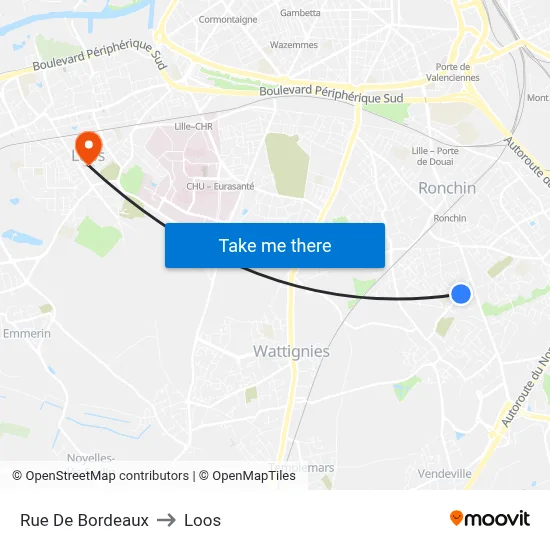Rue De Bordeaux to Loos map