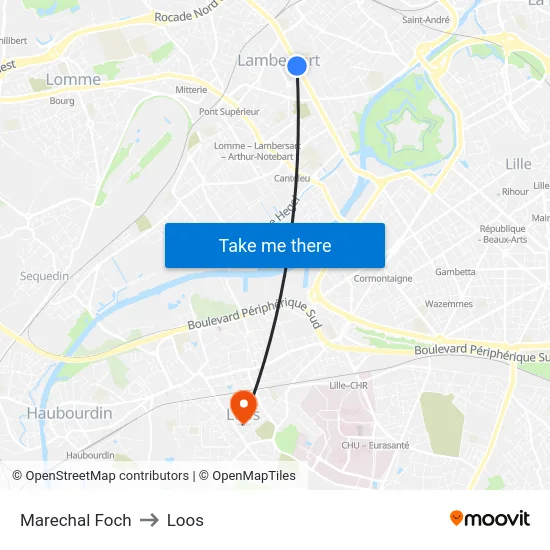 Marechal Foch to Loos map