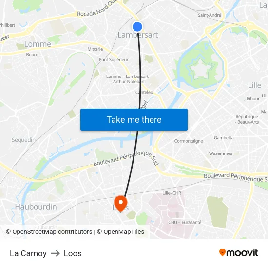 La Carnoy to Loos map