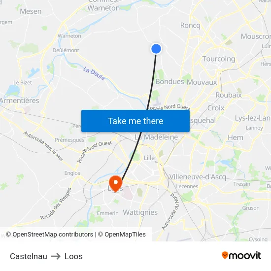 Castelnau to Loos map