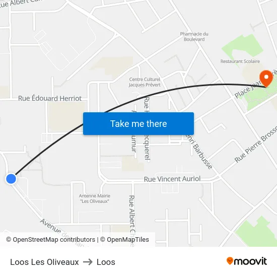 Loos Les Oliveaux to Loos map