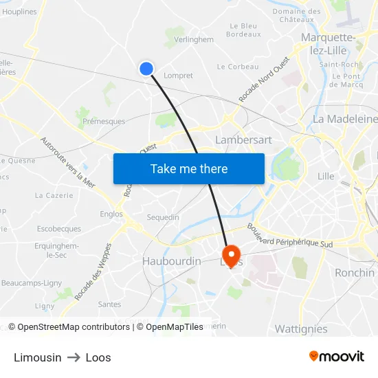 Limousin to Loos map