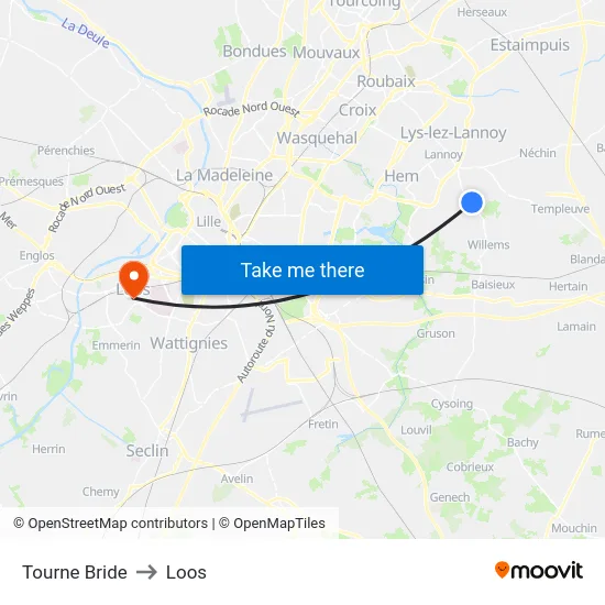 Tourne Bride to Loos map