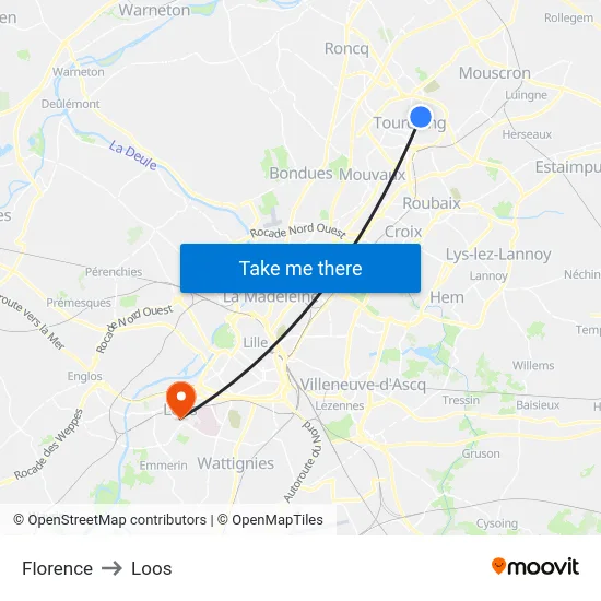 Florence to Loos map