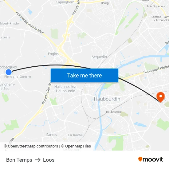 Bon Temps to Loos map