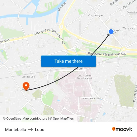 Montebello to Loos map