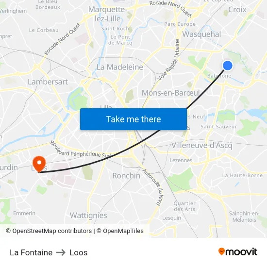 La Fontaine to Loos map