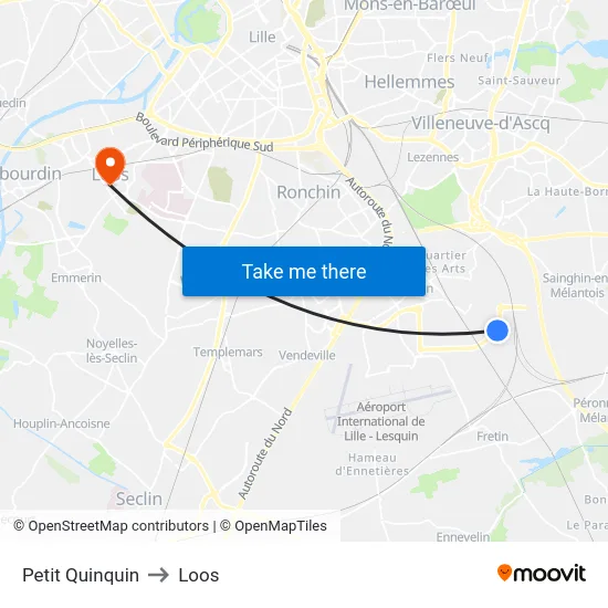 Petit Quinquin to Loos map