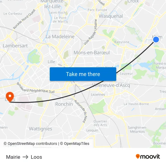Mairie to Loos map