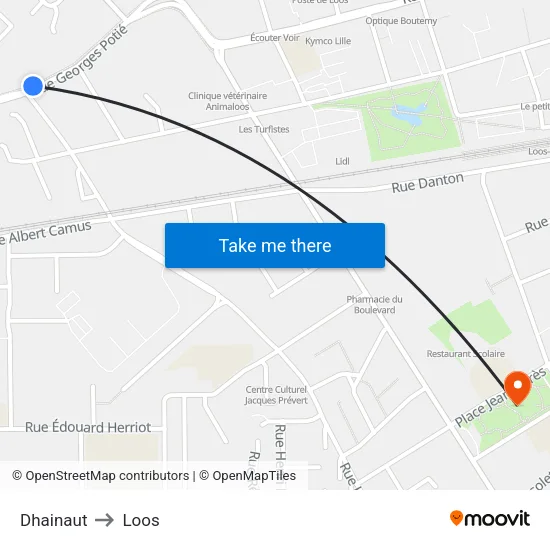 Dhainaut to Loos map