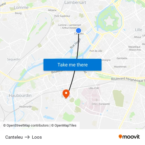 Canteleu to Loos map