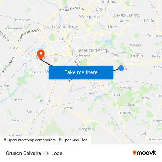 Gruson Calvaire to Loos map