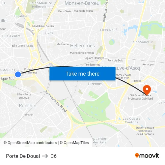 Porte De Douai to C6 map