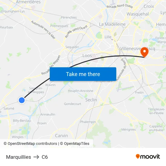 Marquillies to C6 map