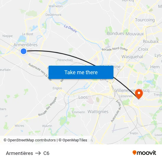 Armentières to C6 map