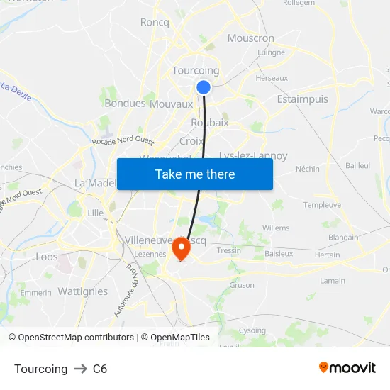 Tourcoing to C6 map