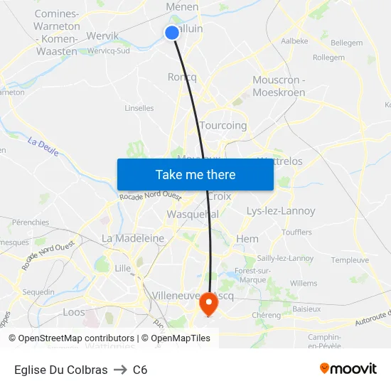 Eglise Du Colbras to C6 map