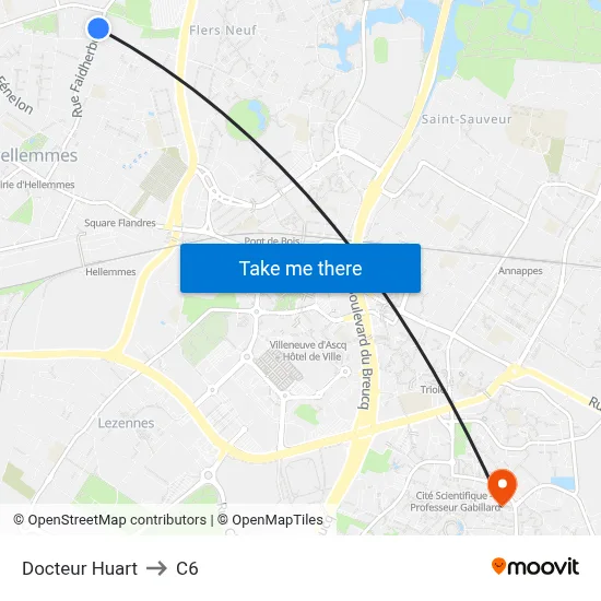 Docteur Huart to C6 map