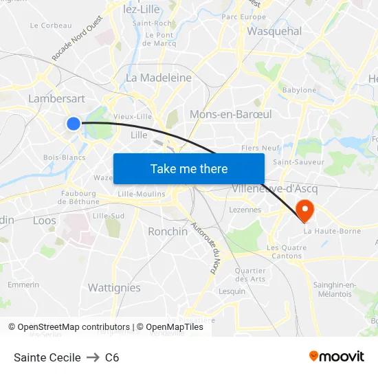Sainte Cecile to C6 map