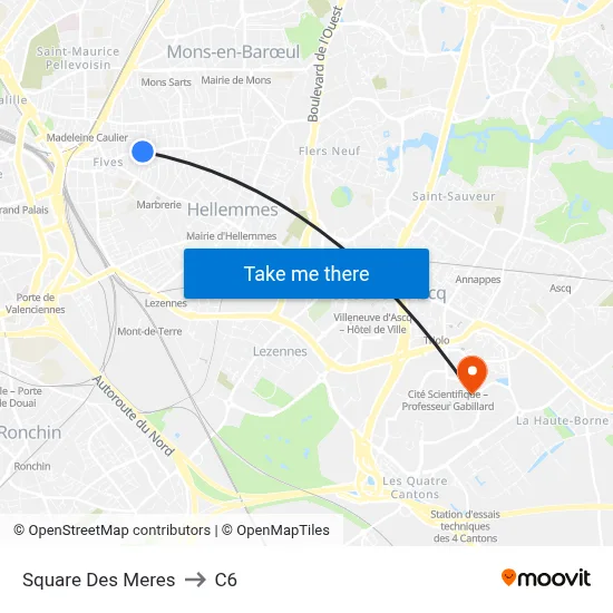 Square Des Meres to C6 map