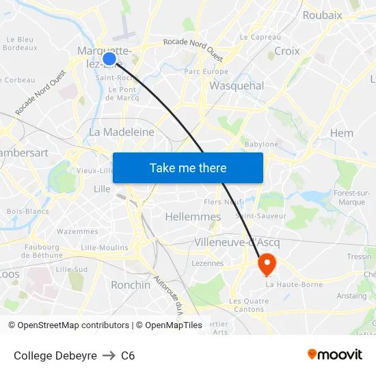 College Debeyre to C6 map