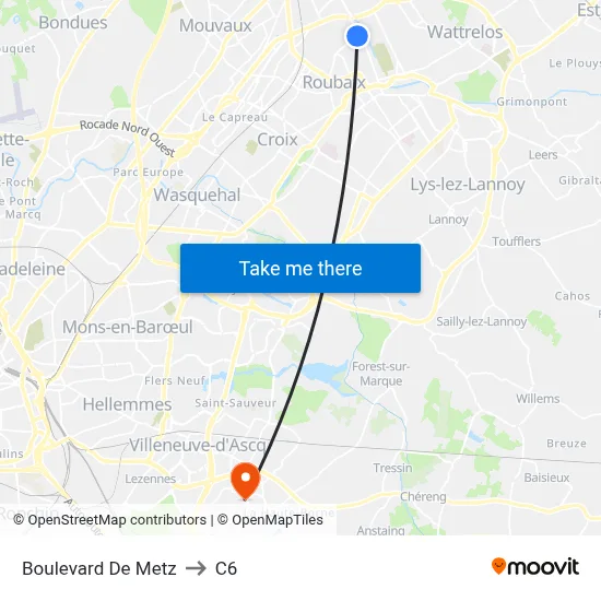 Boulevard De Metz to C6 map