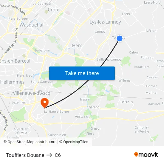 Toufflers Douane to C6 map