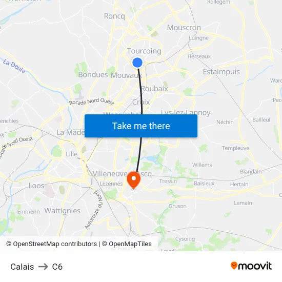 Calais to C6 map