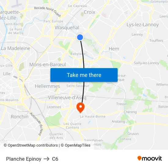 Planche Epinoy to C6 map