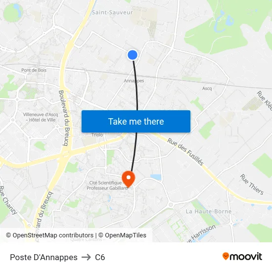 Poste D'Annappes to C6 map